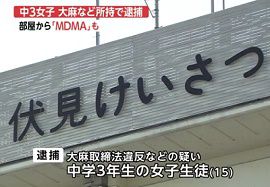 中3女子が大麻・MDMAを所持で逮捕　京都・伏見