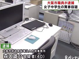 大阪市職員が児童買春、児童ポルノ法違反の疑いで逮捕
