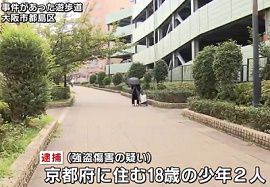 １８歳少年２人が路上強盗事件で逮捕　大阪