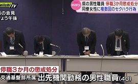 静岡県職員が同僚の女性職員にセクハラ行為