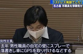 名古屋市の女性職員が同僚男性に嫌がらせ行為