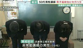 兵庫県立高校の講師が男性生徒へセクハラ行為