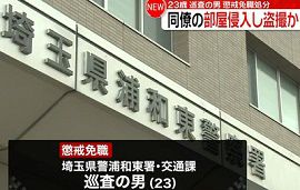 埼玉県警の巡査が同僚の女性部屋に侵入し盗撮