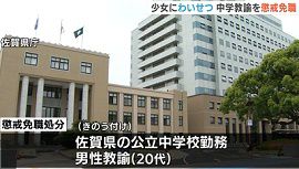 佐賀県の学校教諭2人がわいせつな行為・体罰