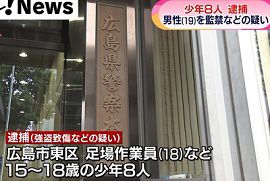 少年８人が知人の男性を監禁・強盗致傷　広島