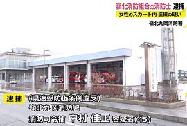 嶺北消防組合の消防士が女性のスカートの中を盗撮　福井