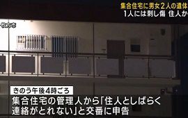 枚方市の集合住宅で男女２人の遺体　大阪