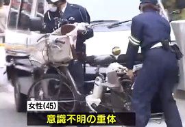 パトカー追跡の軽乗用車がひき逃げ・重体　大阪