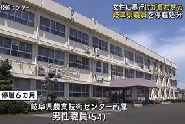 岐阜県職員が女性を転倒させ両脚を押し広げる暴行