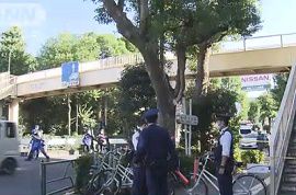 女性が歩道橋から飛び降り車にひかれて死亡　東京