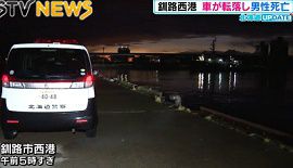 西港で車が海に転落し男性が死亡　北海道