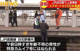 ＪＲ函館線の白石駅で人身事故　男性